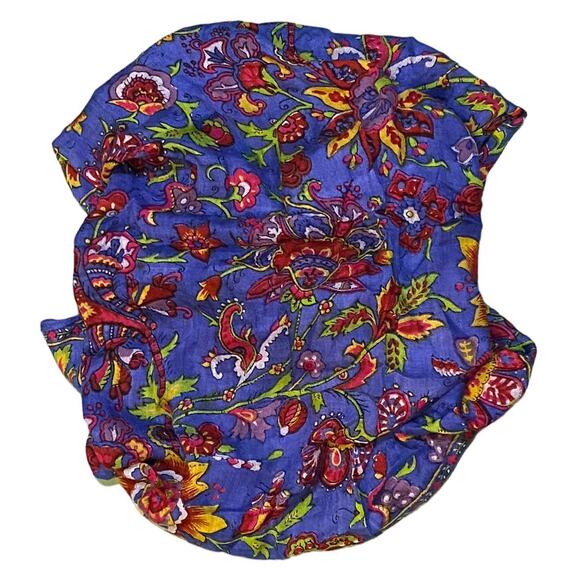 Challis by Berkshire Scarf Made in India Rayon Blue Red Floral Scarf 32" x 32" - Picture 1 of 5